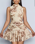 Floral Print Sleeveless Mini Dress